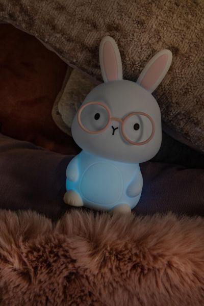 Lucide PINCHA RABBIT - Rechargeable Table lamp Children - Battery pack- LED 3 StepDim - Rgb - White
